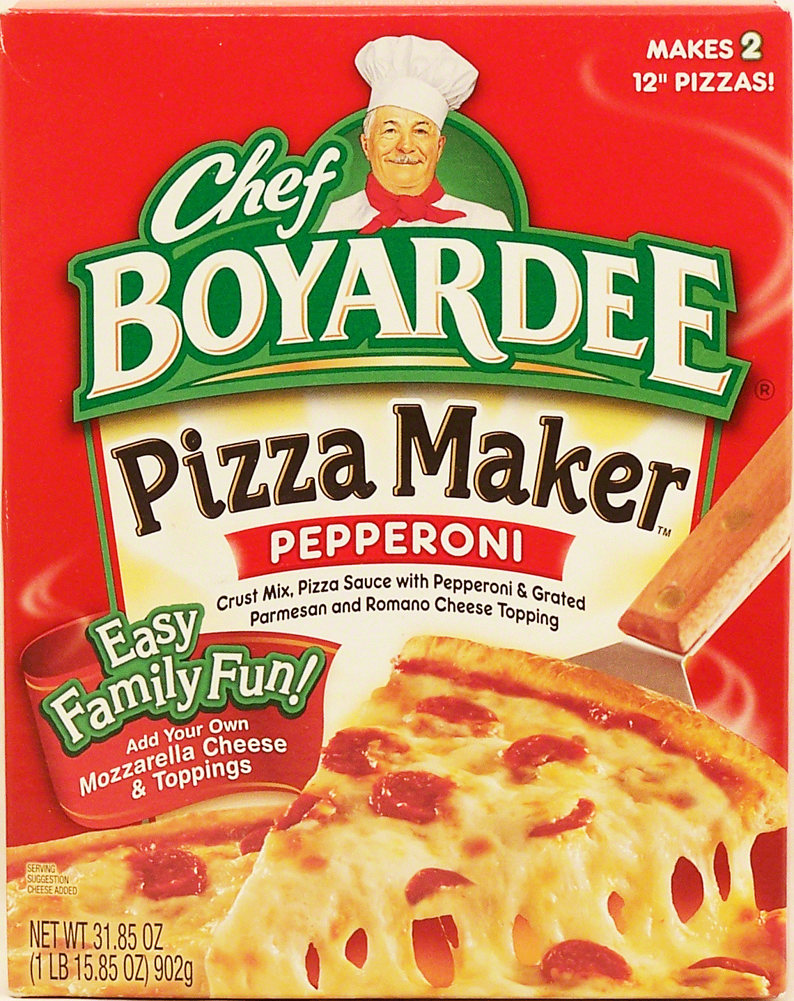 Chef Boyardee Pizza Maker pepperoni pizza sauce with pepperoni, crust mix & grated cheeses family size makes 2 12 Full-Size Picture